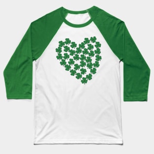 Green Shamrock Heart St Patricks Day Baseball T-Shirt